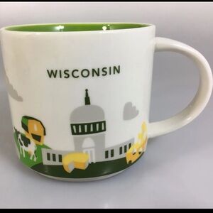 Starbucks Wisconsin You Are Here Collection white green ceramic mug